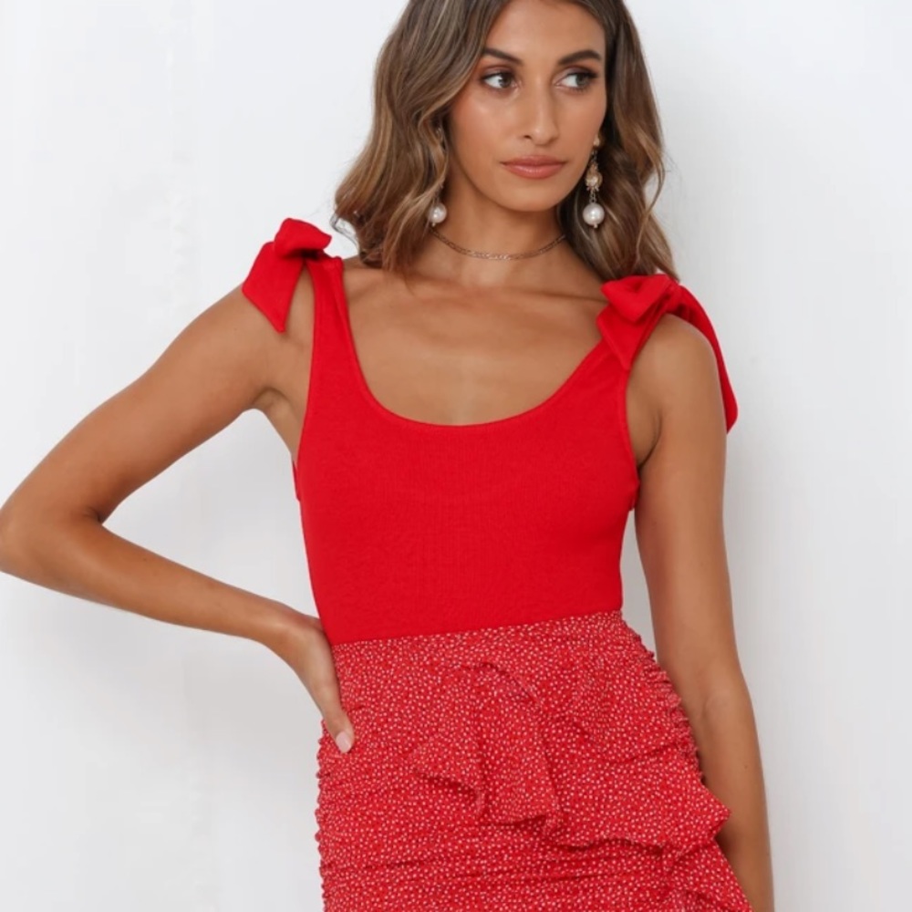 Chances are high red bodysuit